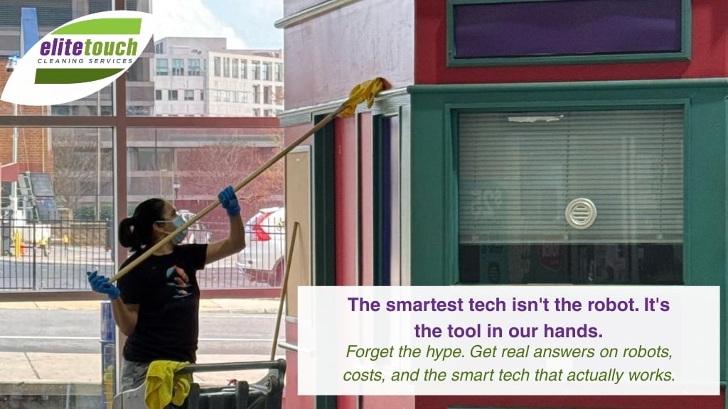 AI Cleaning vs Human Cleaning The smartest tech isnt the robot. Its the tool in our hands.