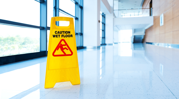 floor safety - caution wet floor sign 